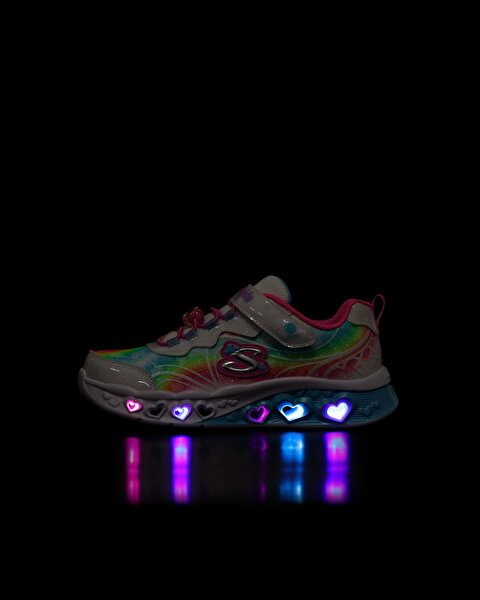 Skechers Flutter Heart Lights - Groovy Swirl Büyük Kız Çocuk Beyaz Işıklı Spor Ayakkabı 303253L WMLT-11