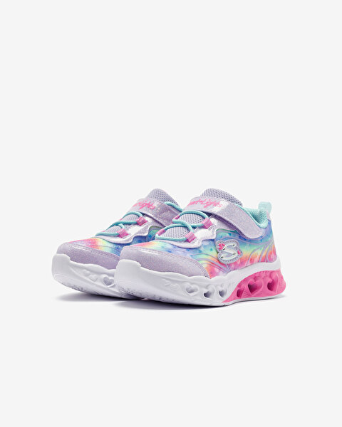 Skechers Flutter Heart Lights - Groovy Swirl Küçük Kız Çocuk Mor Işıklı Spor Ayakkabı 303253N LVAQ-5