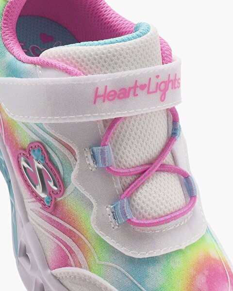 Skechers Flutter Heart Lights - Groovy Swirl Küçük Kız Çocuk Beyaz Işıklı Spor Ayakkabı 303253N WMLT-7