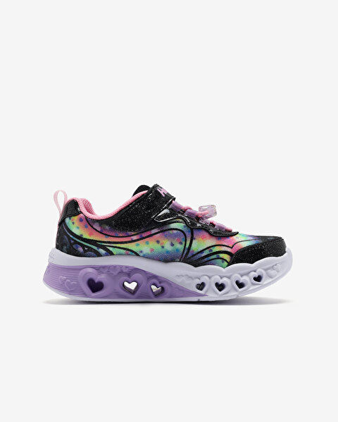 Skechers Flutter Heart Lights - Groovy Swirl Büyük Kız Çocuk Siyah Işıklı Spor Ayakkabı 303253L BKPK-1