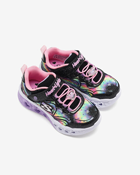 Skechers Flutter Heart Lights - Groovy Swirl Büyük Kız Çocuk Siyah Işıklı Spor Ayakkabı 303253L BKPK-5