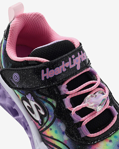 Skechers Flutter Heart Lights - Groovy Swirl Büyük Kız Çocuk Siyah Işıklı Spor Ayakkabı 303253L BKPK-6