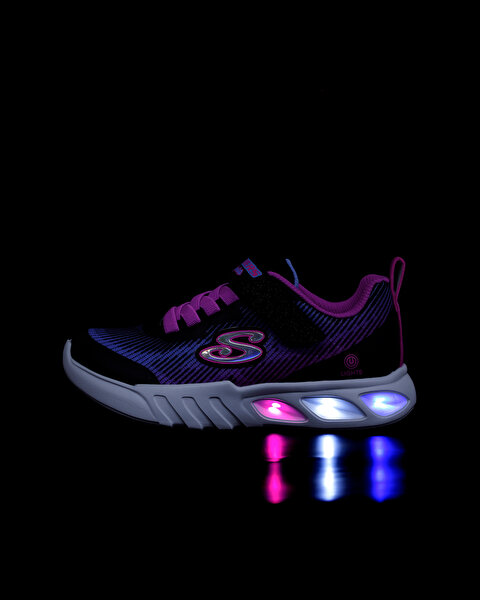 Skechers Flicker Flash - Light Takeover Büyük Kız Çocuk Siyah Işıklı Spor Ayakkabı 303704L BKMT-12