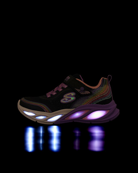 Skechers Cosmic Glow Rainbow Beam Büyük Kız Çocuk Siyah Işıklı Spor Ayakkabı 303709L BKMT-9