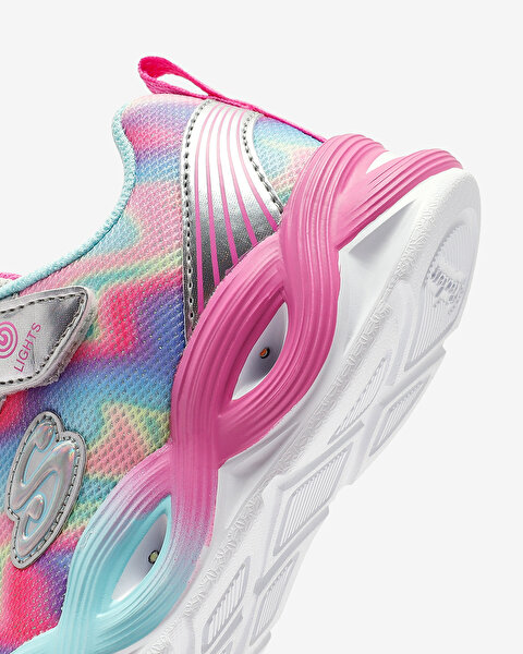 Skechers Twisty Glow - Sorbet Swirl Büyük Kız Çocuk Gri Işıklı Spor Ayakkabı 303716L SMLT-8