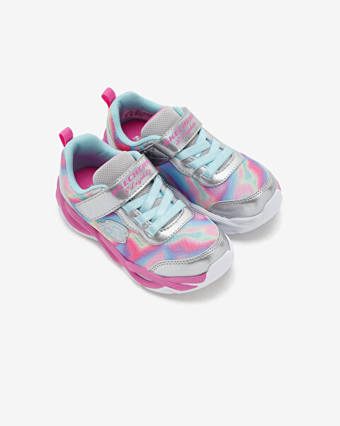 Skechers Twisty Glow  -  Sorbet Swirl Küçük Kız Çocuk Gri Işıklı Spor Ayakkabı 303716N SMLT-6