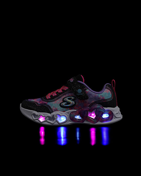 Skechers Infinite Heart Lights - Color Lovin Büyük Kız Çocuk Siyah Işıklı Spor Ayakkabı 303753L BKMT-8
