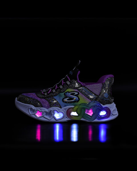 Skechers Infinite Heart Lights - Eternal Shimmer Büyük Kız Çocuk Siyah Işıklı Spor Ayakkabı 303755L-11