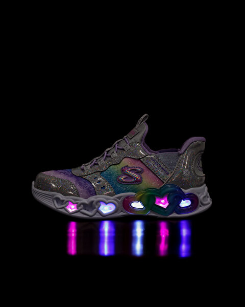 Skechers Infinite Heart Lights Büyük Kız Çocuk Gri Işıklı Spor Ayakkabı 303755L SMLT-12