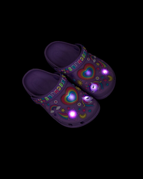 Skechers Heart Charmer - Girly Land Küçük Kız Çocuk Mor Işıklı Terlik 308406N LVMT-12