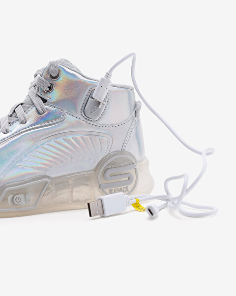 Skechers S - Lights Remix  -  Pearlescent Büyük Kız Çocuk Gri Işıklı Bot 310103L SIL-10