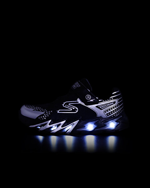 Skechers Flex - Glow Bolt Büyük Erkek Çocuk Siyah Işıklı Spor Ayakkabı 400138L BKSL-12
