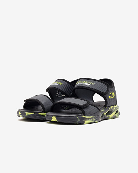 Skechers Sola Glow Sandal Büyük Erkek Çocuk Gri Işıklı Sandalet 407032L CCBK-2