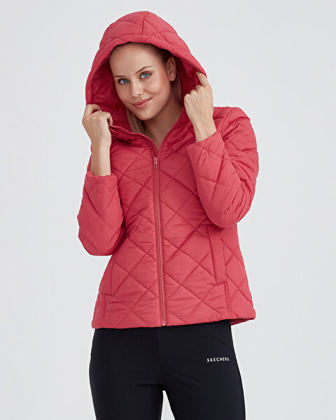 Skechers W Capitone Hooded Jacket Kadın Kırmızı Mont S212001-600-3