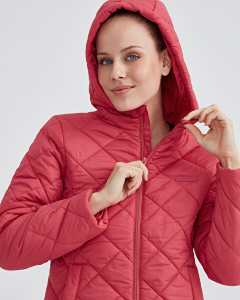 Skechers W Capitone Hooded Jacket Kadın Kırmızı Mont S212001-600-5