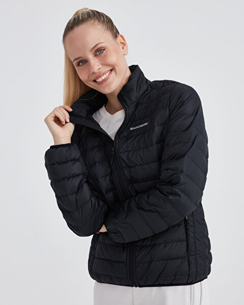 Skechers W Turtle Neck Essential Jacket Kadın Siyah Mont S212273-001-6