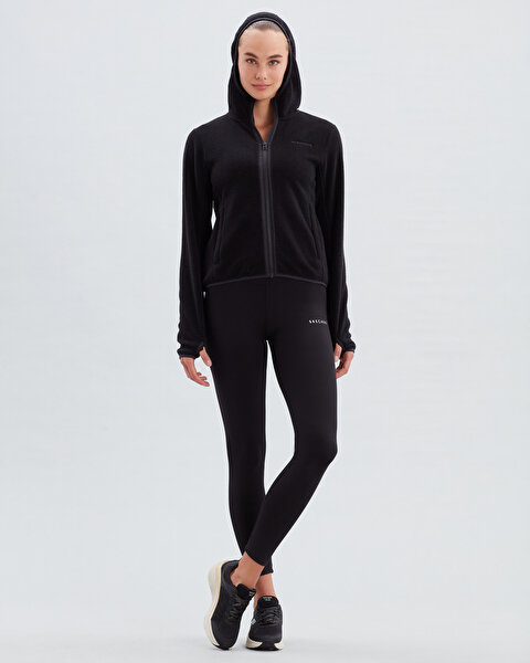 Skechers W Hooded Full Zip Polar Kadın Siyah Polar S212936-001-1