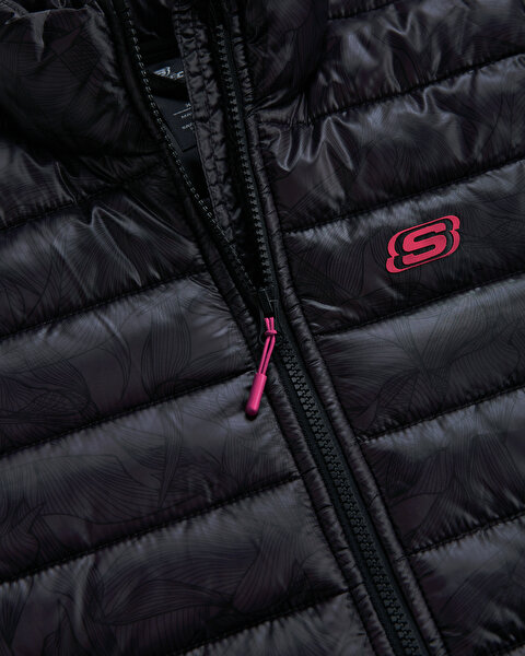 Skechers W Outerwear All-over Printed Jacket Kadın Siyah Mont S222027-001-2