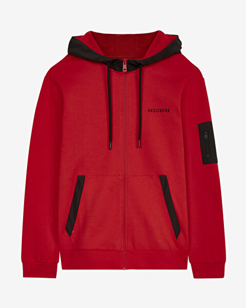 Skechers M 2Xi-lock Woven Detailed Fz Sweatshirt Erkek Kırmızı Sweatshirt S222205-600