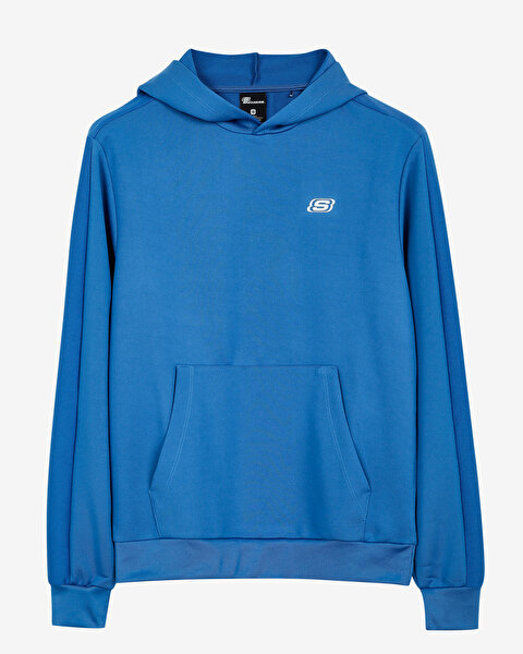 Skechers M  Diagonal Fleece Hoodie Sweatshirt Erkek Mavi Sweatshirt S222505-315-3
