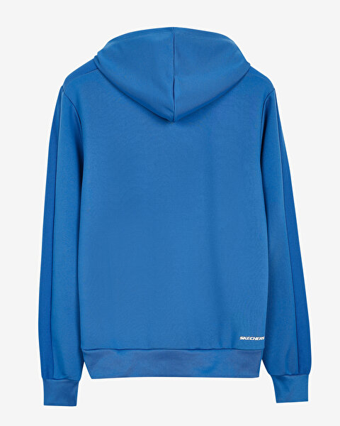 Skechers M  Diagonal Fleece Hoodie Sweatshirt Erkek Mavi Sweatshirt S222505-315-4