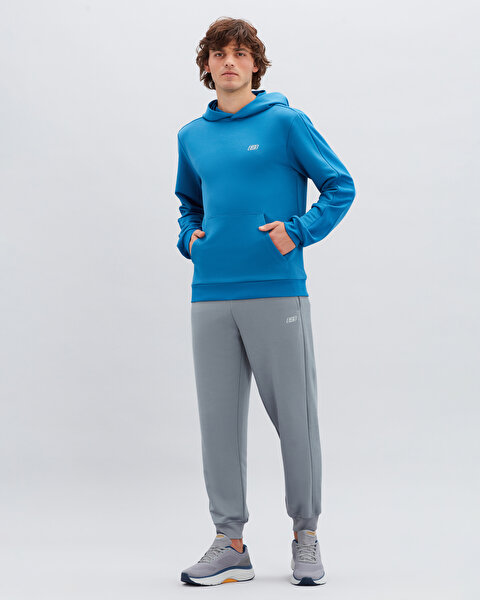 Skechers M  Diagonal Fleece Hoodie Sweatshirt Erkek Mavi Sweatshirt S222505-315