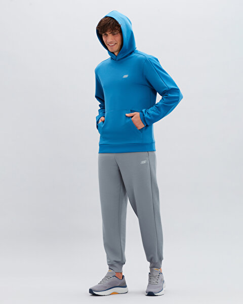 Skechers M  Diagonal Fleece Hoodie Sweatshirt Erkek Mavi Sweatshirt S222505-315-1