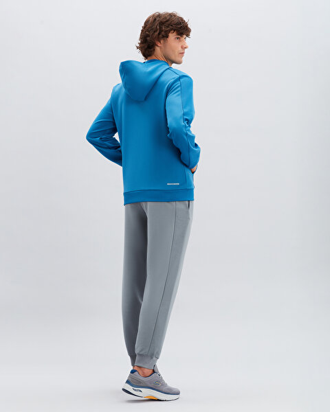 Skechers M  Diagonal Fleece Hoodie Sweatshirt Erkek Mavi Sweatshirt S222505-315-2