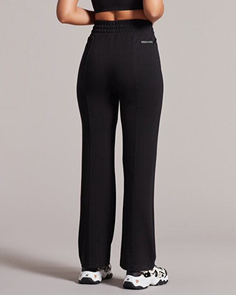 Skechers W Soft Touch Shinny Logo Wide Leg Sweatpant Kad n Siyah E ofman Alt S2