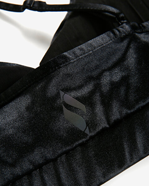Skechers W Performance Coll. Shinny Detailed Mid Support Bra Kadın Siyah Sporcu Sütyeni S231187-001-10