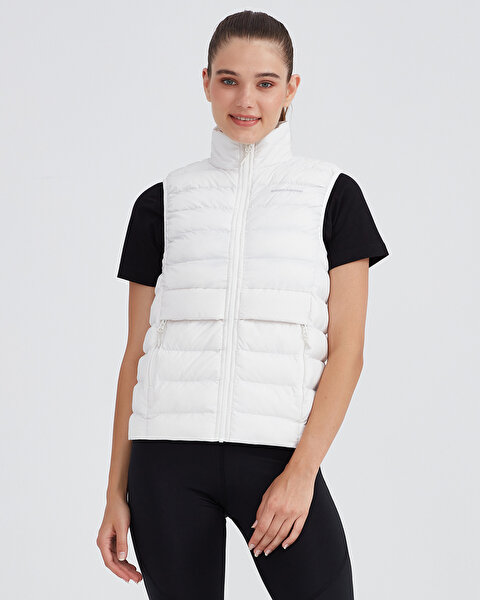 Skechers W Outerwear Padded Vest Kadın Beyaz Yelek S231239-100-3