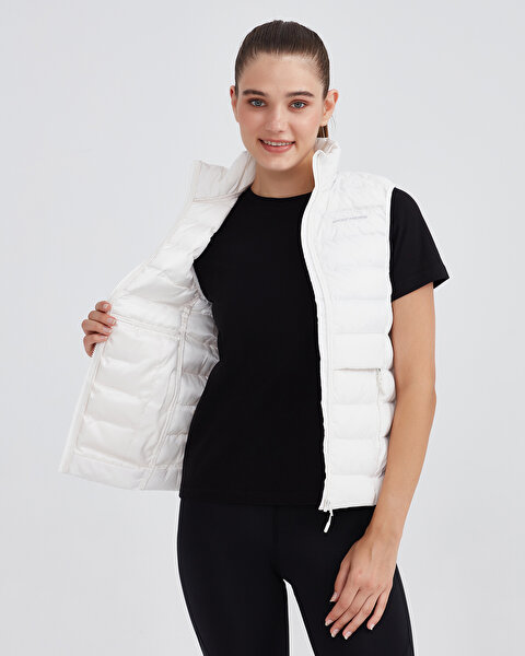 Skechers W Outerwear Padded Vest Kadın Beyaz Yelek S231239-100-6
