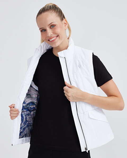 Skechers W Outerwear Padded Vest Kadın Beyaz Yelek S232039-100-5