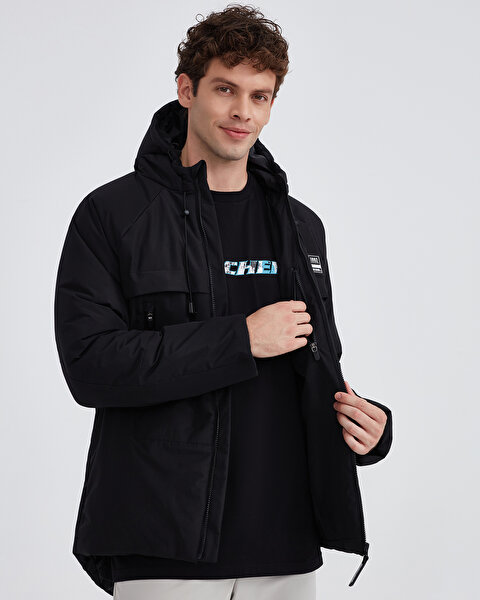Skechers M Outerwear Padded Jacket Erkek Siyah Mont S232053-001-5