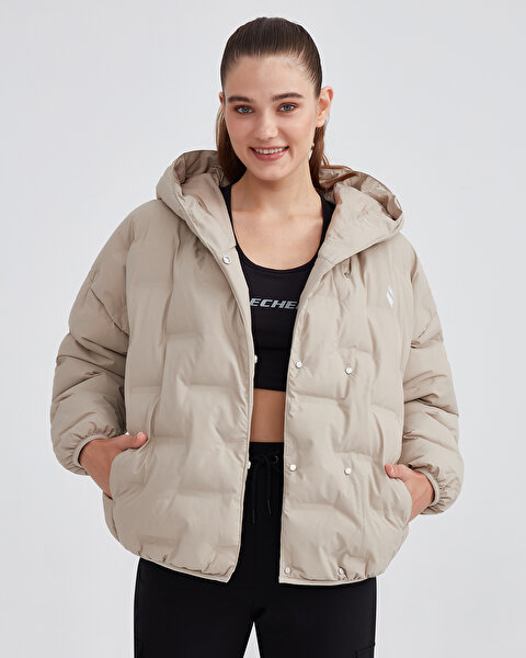Skechers W Outerwear Padded Jacket Kadın Bej Mont S232082-043-6