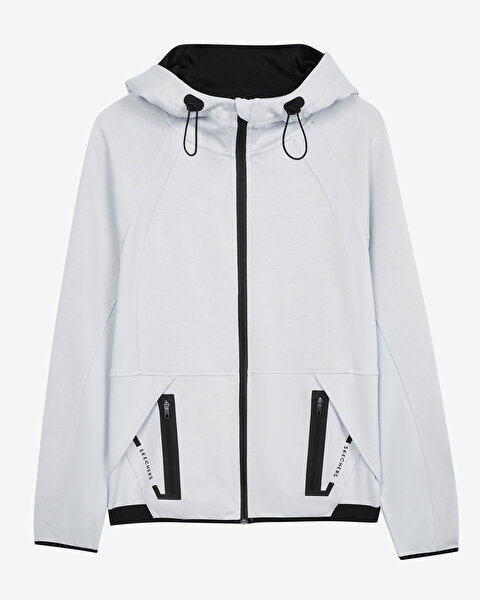 Skechers M 2Xi-lock Full Zip Hoodie Sweatshirt Erkek Gri Fermuarlı Eşofman Üstü S232184-043-8