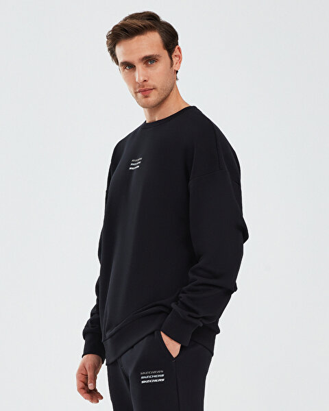 Skechers M Essential Crew Neck Sweatshirt Erkek Siyah Sweatshirt S232234-001-5