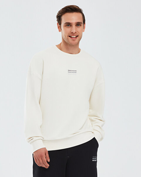 Skechers Essential M Crew Neck  Sweatshirt Erkek Beyaz Sweatshirt S232234-102