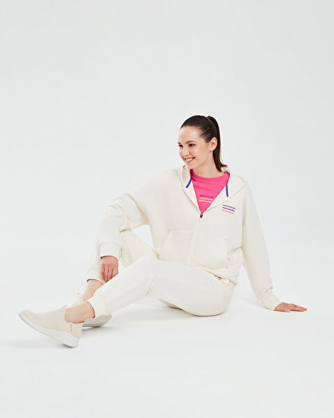 Skechers Essential W Full Zip Hoodie Sweatshirt Kadın Beyaz Sweatshirt S232242-102-3