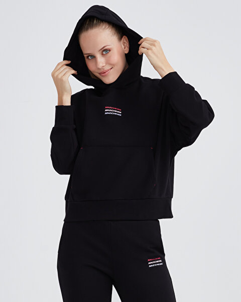 Skechers W Essential Hoodie Sweatshirt Kadın Siyah Sweatshirt S232243-001-3