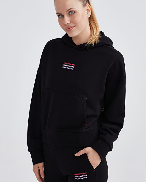 Skechers W Essential Hoodie Sweatshirt Kadın Siyah Sweatshirt S232243-001-4