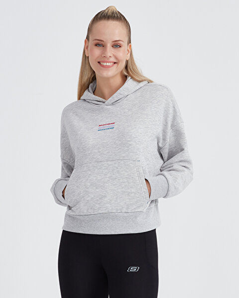 Skechers W Essential Hoodie Sweatshirt Kadın Gri Sweatshirt S232243-036-3