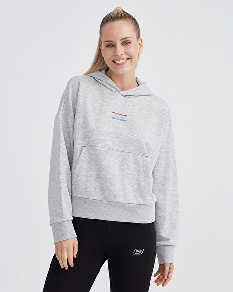 Skechers W Essential Hoodie Sweatshirt Kadın Gri Sweatshirt S232243-036