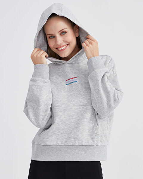 Skechers W Essential Hoodie Sweatshirt Kadın Gri Sweatshirt S232243-036-5