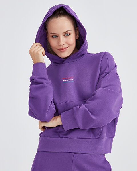 Skechers W Essential Hoodie Sweatshirt Kadın Mor Sweatshirt S232243-499-3