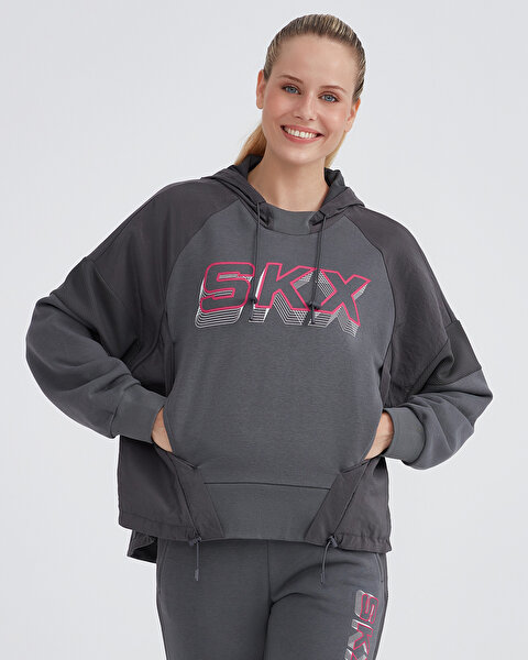 Skechers W Lw Fleece Hoodie Sweatshirt Kadın Gri Sweatshirt S232284-040-6