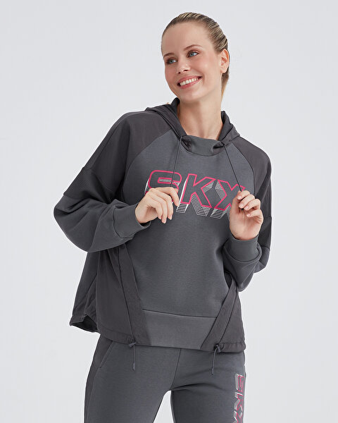 Skechers W Lw Fleece Hoodie Sweatshirt Kadın Gri Sweatshirt S232284-040-3