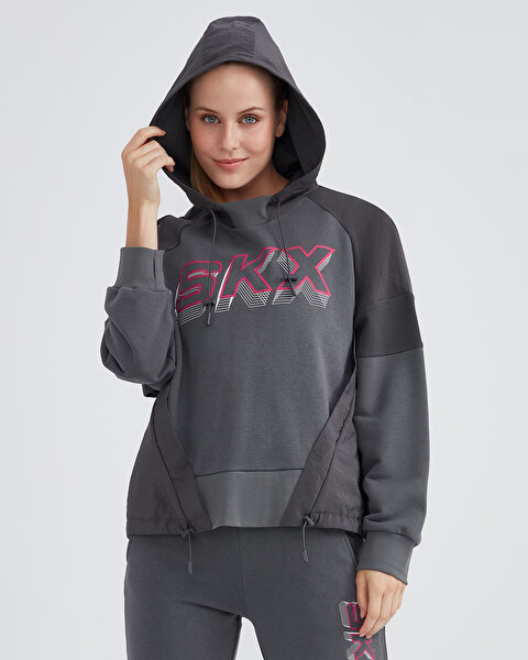 Skechers W Lw Fleece Hoodie Sweatshirt Kadın Gri Sweatshirt S232284-040-5