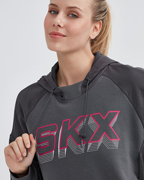 Skechers W Lw Fleece Hoodie Sweatshirt Kadın Gri Sweatshirt S232284-040-7