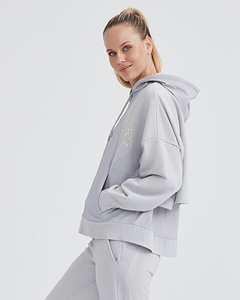 Skechers W Lw Fleece Full Zip Hoodie Sweatshirt Kadın Gri Sweatshirt S232287-032-3